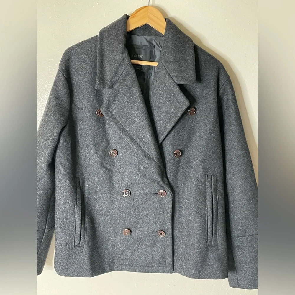 J.Crew women gray Melton Wool double Breasted Coats - Picture 3 of 16